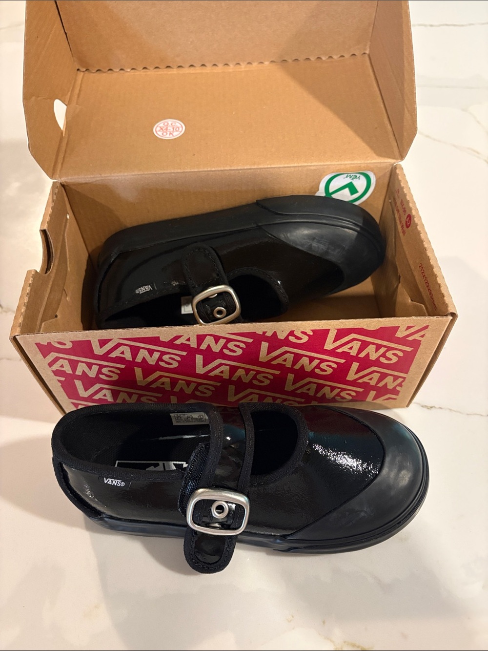 Vans Kids Black Patent Mary Jane with Buckle